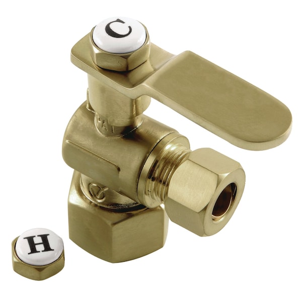 Kingston Brass CA4310BB 1/2" FIP x 3/8" O.D. Comp Angle Stop Valve, Brushed Brass CA4310BB - main